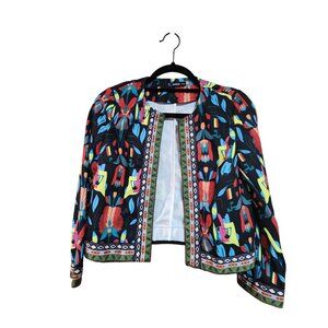 Shein Colorful Bohemian Open Front Jacket With Geometric & Floral Print